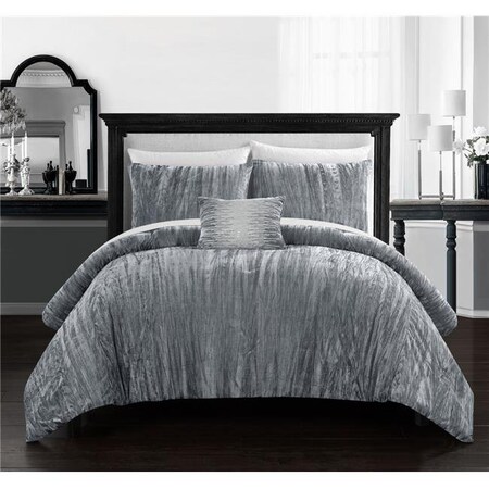 Chic Home Chic Home BCS12609-US 4 Piece Jaydalee Comforter Set - Grey; Queen Size BCS12609-US